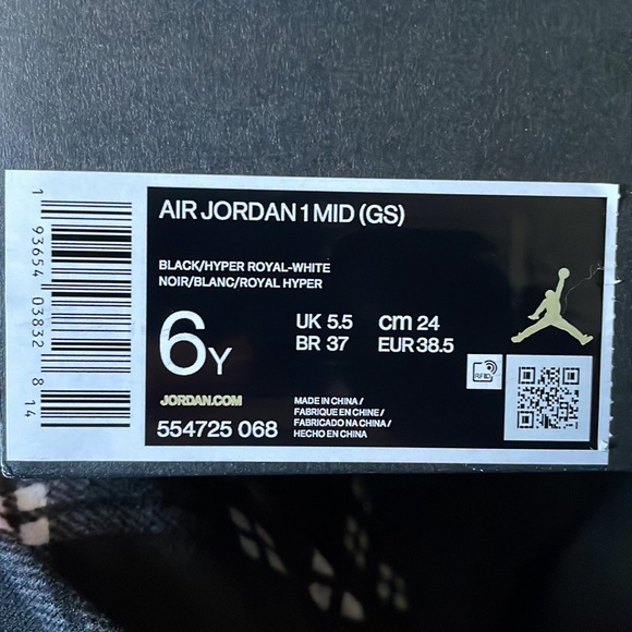 AIR JORDAN 1 MID Black/Hyper Royal-White 👑💙-SOLD - Picture 5 of 6